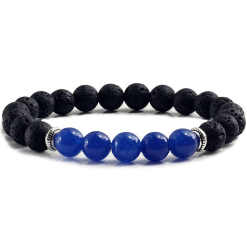 Blue Chalcedony And Lava Stone Aromatherapy Bracelet