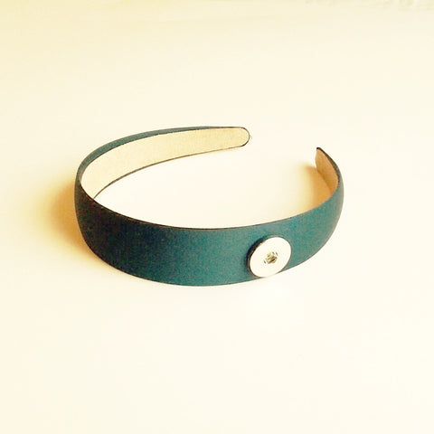Headband with silky white fabric wrap for 18 mm snap