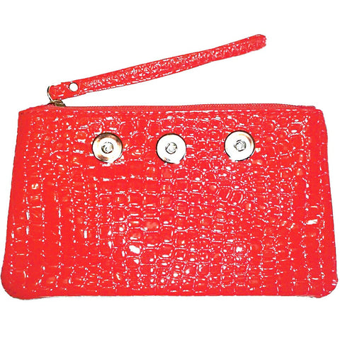 Black coloured crocodile pattern pu leather wallet for three 18 mm snaps
