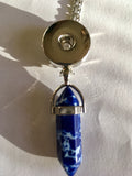 Natural Stone Crystal Pendant Necklace for 18 mm Snap ( 9 choices of stone colour)