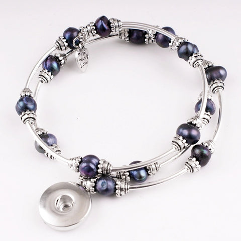Black Pearl Bracelet for 18 mm Snap