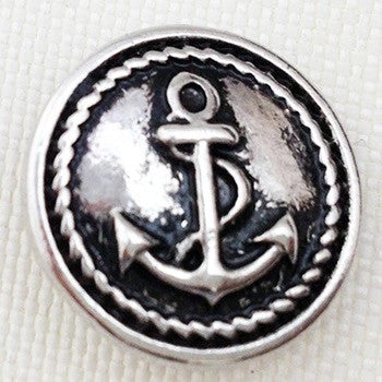 Antique silver coloured snap with ancor and rope design surround 18 mm