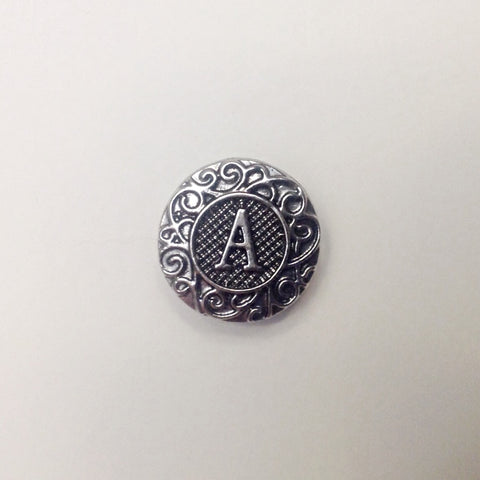 Antique silver coloured letter A 18 mm snap