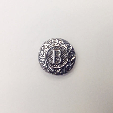 Antique silver coloured letter B 18 mm snap