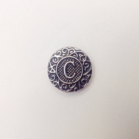 Antique silver coloured letter C 18 mm snap