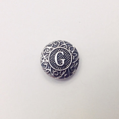 Antique silver coloured letter G 18 mm snap