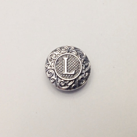 Antique silver coloured letter L 18 mm snap