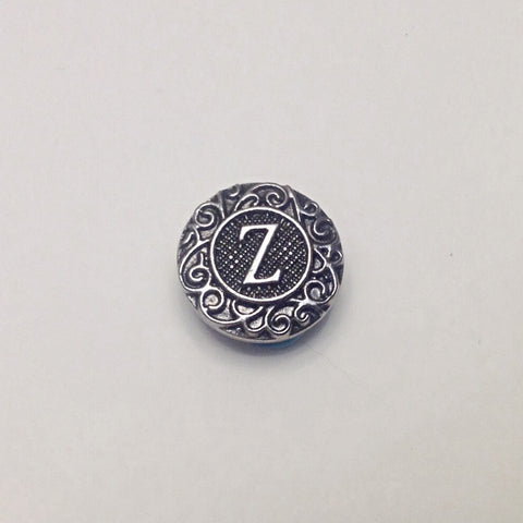 Antique silver coloured letter Z 18 mm snap