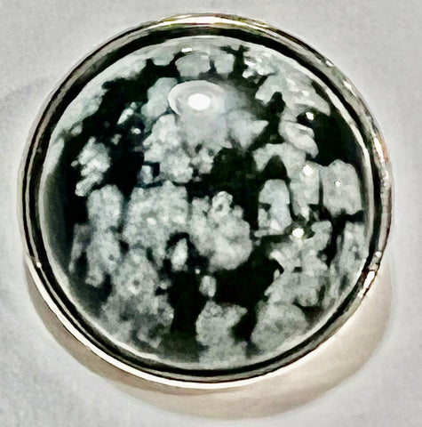 Genuine Snowflake Obsidian 18 mm Snap