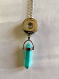 Natural Stone Crystal Pendant Necklace for 18 mm Snap ( 9 choices of stone colour)