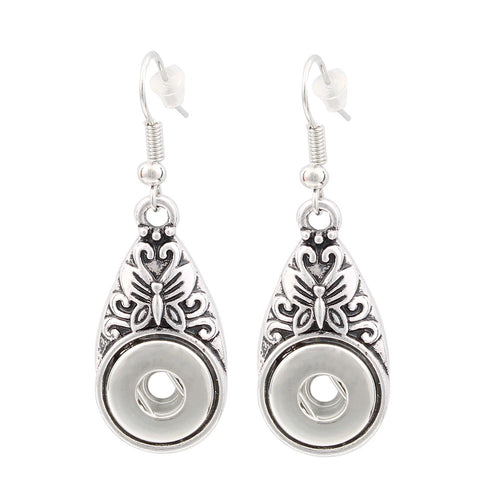 Bohemian Vintage Butterfly Drop Earrrings for 12 mm Snaps