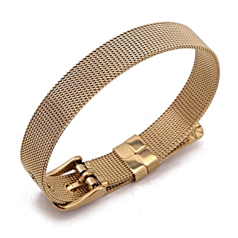 Stainless Steel Mesh Slide Charm Bracelet (for 9 and 10 mm slide charms) - Gold