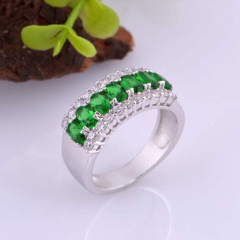 Emerald & CZ Diamond Ring