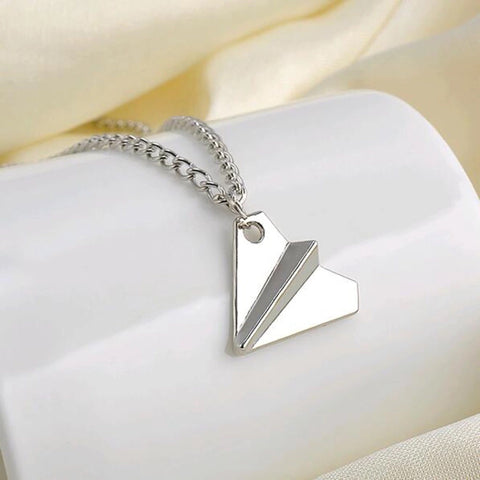 Paper Airplane Pendant with Chain