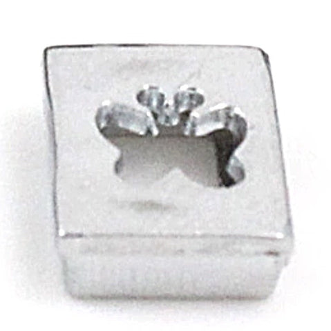 Cut Out Butterfly Square Slide Charm - Silver