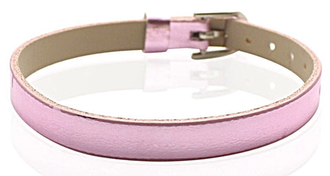 PU Leather Metallic Slide Charm Bracelet (for 8 mm slide charms) - Pink