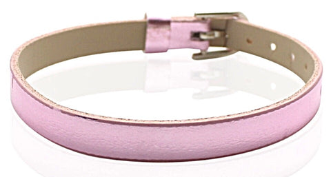 PU Leather Metallic Slide Charm Bracelet (for 8 mm slide charms) - Pink
