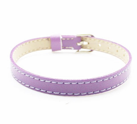 PU Leather Slide Charm Bracelet (fits 8mm slide charms) - Light Purple