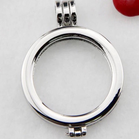 Silver coloured plain locket to fit 33 mm coin