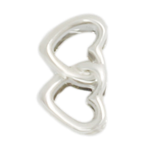 Two Hearts Slide Charm - Silver