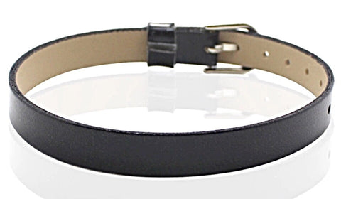 PU  Leather Metallic Slide Charm Bracelet (for 8 mm slide charms) - Black
