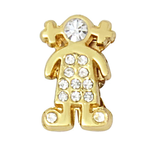 Sparkle Girl Slide Charm - Gold