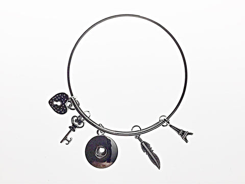 Key To My Heart Bangle For 18 mm Snap