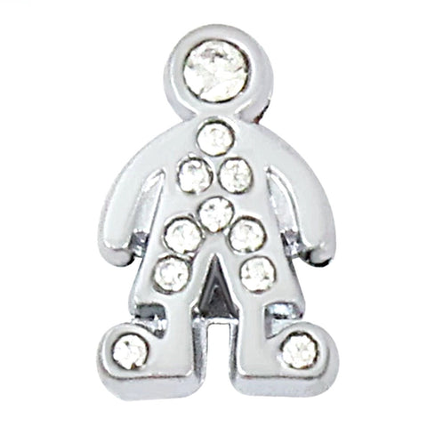 Sparkle Boy Slide Charm - Silver