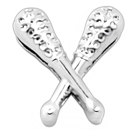 Baseball Bats Slide Charm - Silver