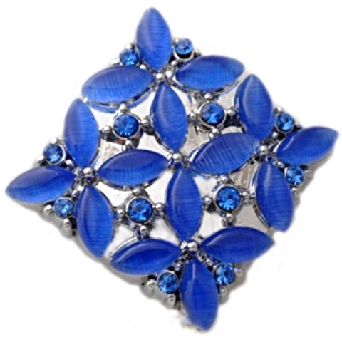 Dark Blue Flowers Squared 20 mm Snap