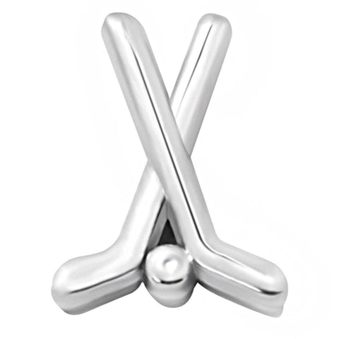 Hockey Stick Slide Charm - Silver