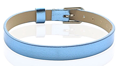 PU Leather Metallic Slide Charm Bracelet (for 8 mm slide charms) - Blue
