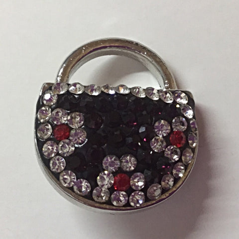 Petite Purse - Black with Red and White Flowers 20 mm Snap
