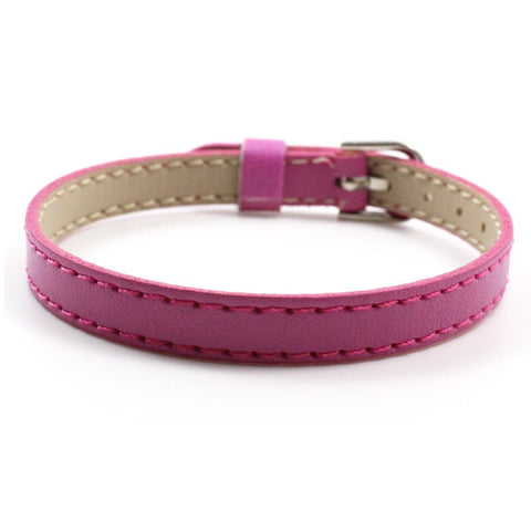 PU Leather Slide Charm Bracelet (fits 8 mm slide charms) - Dark Pink