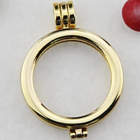 Gold plain locket to fit 33 mm coin