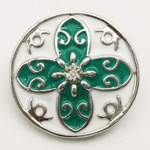 Tinged Turquoise Flower 18 mm Snap