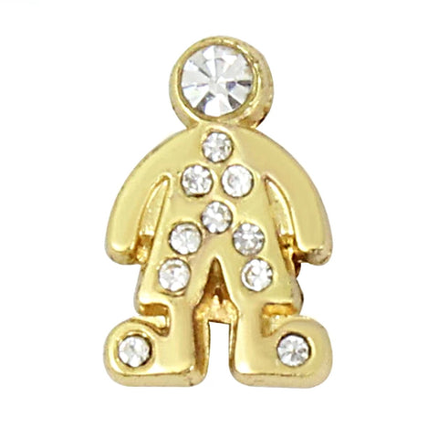 Sparkle Boy Slide Charm - Gold