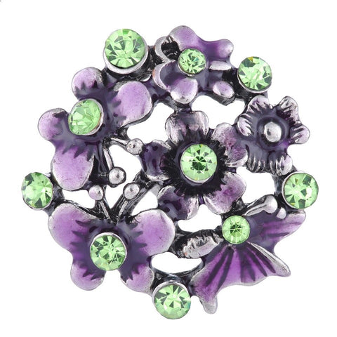 Purple Violets 3D 18 mm Snap