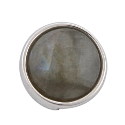 Smoky Glass Slide Charm - Silver