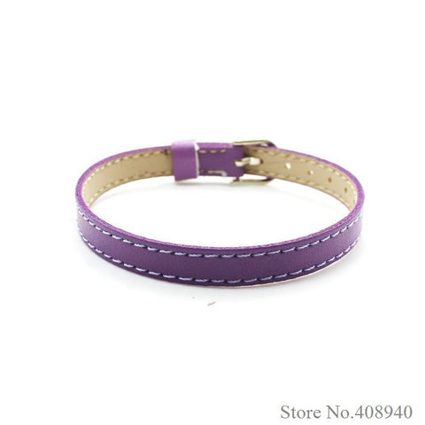 PU Leather Slide Charm Bracelet (fits 8 mm slide charms) - Plum