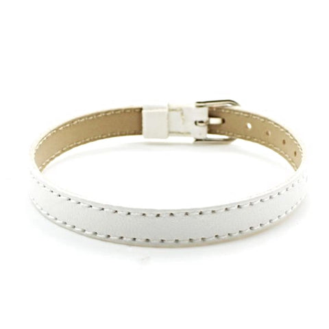 PU Leather Slide Charm Bracelet (fits 8 mm slide charms) - Snow White