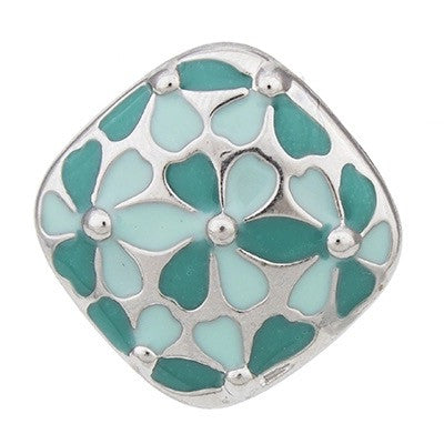 Tickle Me Teal With Flowers 18 mm Snap
