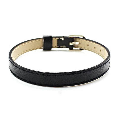 PU Leather Slide Charm Bracelet (fits 8 mm slide charms) - Midnight Black