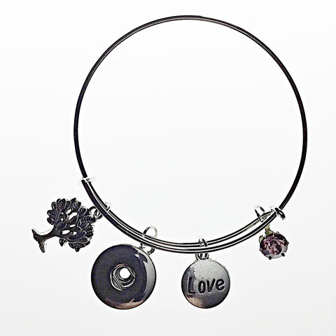 Birthstone Charm Bangles fit 18 mm snap