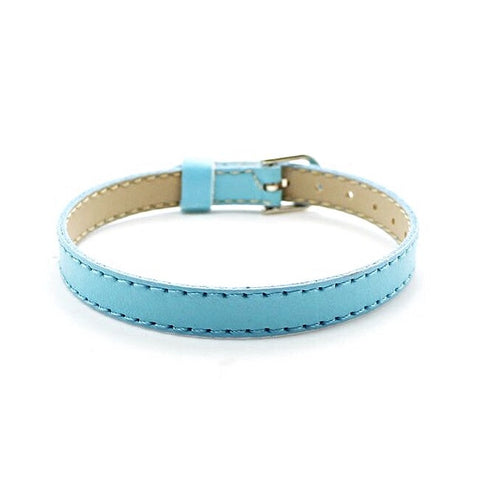 PU Leather Slide Charm Bracelet (fits 8 mm slide charms) - Sky Blue