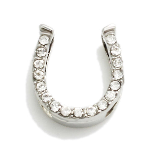 Horse Shoe Slide Charm - Silver