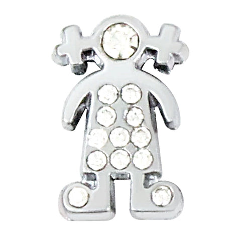 Sparkle Girl Slide Charm - Silver