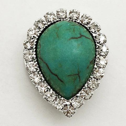 Tear Drop Turquoise 20 mm snap fits 18 mm snap jewelry and accessories