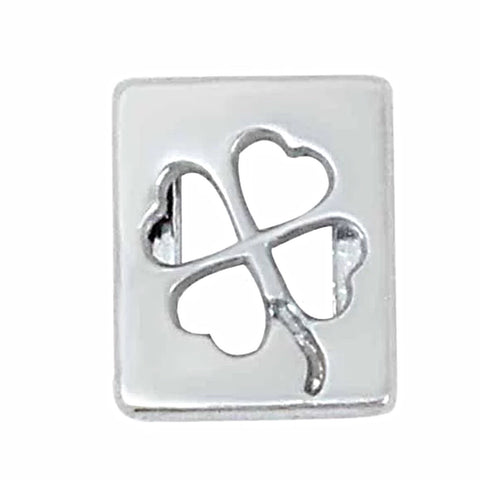 Cut Out Four Leaf Clover Slide Charm - Silver