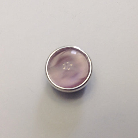 Silver coloured clear pink opal stone 12 mm snap